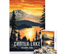 Puzzle 1000 pièces pour Adultes représentant Une Affiche du Parc National de Crater Lake Jeu éducatif Cadeau d'anniversaire Relaxant Collection d'artistes Beaux-Arts Format 38x26cm