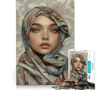 Puzzle 1000 pièces pour Adultes représentant Une Femme avec Un lézard Jeu de mémoire et de Concentration Ajustement Parfait et Compact Idéal pour des Moments de Jeu en Famille (38x26cm)