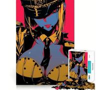 Puzzle 1000 pièces pour Adultes représentant Une Fille d'anime en Uniforme Militaire Jeu de mémoire Amusant,pièces Robustes et aux découpes nettes Cadeau Unique pour soulager Le Stress (38x26cm)