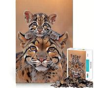 Puzzle 1000 pièces pour Adultes représentant Une mère Ocelot et Son Petit, idéal pour renforcer Les Liens familiaux et créer des Souvenirs Bords Nets Cadeau d'anniversaire (50x75cm)