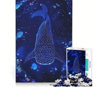 Puzzle 1000 pièces pour Adultes Requin-Baleine dans Un océan Profond étoilé Jeu Impossible Défi Difficile Renforce l'amour Entre Les Couples 50x75cm