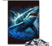 Puzzle 1000 pièces pour Adultes Requin coloré en Bois, pour Les 14 Ans et Plus 50x75cm Jeu de réflexion pour Adolescents, pour Les fêtes