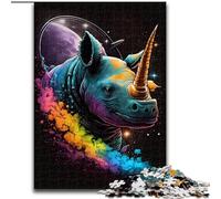Puzzle 1000 pièces pour Adultes Rhino Dreamlike en Bois, ce Qui en Fait Un Excellent Cadeau pour s'amuser en Famille 50x75cm pour Les Vacances, Les Anniversaires et Les soirées de Jeux en Famille