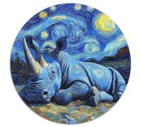 Puzzle 1000 pièces pour Adultes Rhino Starry Sky 1000 pièces Puzzle Rond pour Adultes pour Les Parents, Les Amoureux et Les Amis - 14 Ans et Plus 1000 pièces (67,5x67,5cm)