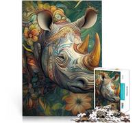 Puzzle 1000 pièces pour Adultes Rhinocéros Animal pour Le Jeu éducatif Challenge Toy Cadeau d'anniversaire, Cadeaux, décoration Murale 38x26cm