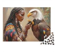 Puzzle 1000 pièces pour Adultes Rituel Chaman Aigle - Femme Native Aigle Nature, Difficile, épais, Robuste, Vibrant, Antidote au Stress, décoration Cadeau Familial 70x50cm/1000pcs