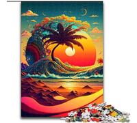 Puzzle 1000 pièces pour Adultes, Rivage psychédélique, en Bois, idéal pour s'amuser en Famille Lors des Anniversaires et de Noël. 50x75cm. Activité de Jeu familiale captivante.