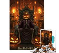 Puzzle 1000 pièces pour Adultes Roi Citrouille d'halloween sur Son trône Jeu éducatif de 1000 pièces Défi Difficile Cadeau Unique pour Un Anniversaire ou Noël (38x26cm)