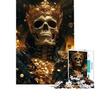 Puzzle 1000 pièces pour Adultes Roi d'or Squelette Jeu de Construction Manuelle décoration Parfaite Cadeau Unique pour Un Anniversaire ou Noël (50x75cm)