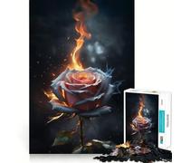 Puzzle 1000 pièces pour Adultes Rose brûlante dans Un écrin Sombre,Jeu de réflexion Artistique et créatif,Cadeau,Jeu Lent,décoration Murale de Noël (38x52cm)
