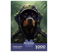 Puzzle 1000 Pièces pour Adultes Rottweiler Camo Jacket Puzzle pour Adultes - Jeux De Détente - Niveau De Difficulté : Difficile - Idéal comme Cadeau pour Toute La Famille 70x50cm/1000pcs