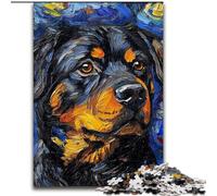 Puzzle 1000 pièces pour Adultes Rottweiler Ciel Nocturne en Bois, pour Adolescents à partir de 14 Ans, décoration d'intérieur 50x75cm pour Anniversaires, fêtes et Occasions spéciales