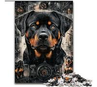 Puzzle 1000 pièces pour Adultes Rottweiler Collage Puzzle en Bois Relax & Challenge, Art de décoration d'intérieur coloré, pour Les Amis Taille 50X75CM