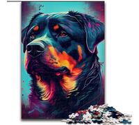 Puzzle 1000 pièces pour Adultes Rottweiler coloré en Bois, Cadeau pour Hommes et Femmes, idéal pour Tous Les Jours et Occasions spéciales, 50x75cm, pour Anniversaires, fêtes