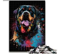 Puzzle 1000 pièces pour Adultes Rottweiler coloré en Carton, Interaction familiale et défi cérébral, défi d'activité familiale 1000 pièces(26x38cm)