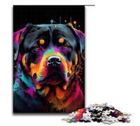 Puzzle 1000 pièces pour Adultes Rottweiler Jeu interactif et coloré décoration d'intérieur Unique et Cadeaux 75 x 50 cm