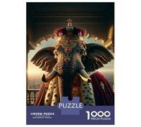 Puzzle 1000 Pièces pour Adultes Royal Elephant Statue Decor Puzzle Adulte - Jeux Relaxants - Course De Vitesse Manuelle - Cadeau d'anniversaire Unique 38x26cm/1000pcs