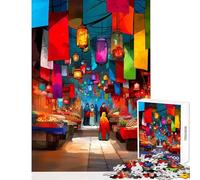 Puzzle 1000 pièces pour Adultes Rue commerçante colorée Décoration intérieure Jouet Idée Cadeau Jeu Pratique Chaque pièce est Unique Dimensions 50x75cm