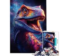 Puzzle 1000 pièces pour Adultes Rugissement du Raptor Galactique ︰ Dinosaure Arc-en-Ciel Jeu Difficile et Stimulant pour Toute la Famille Activité Pratique à partir de 14 Ans (50x75cm)
