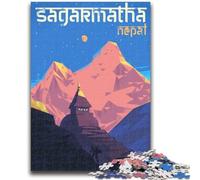 Puzzle 1000 pièces pour Adultes Sagarmatha Népal Art de la Montagne Jeu éducatif Familial Décoration Murale Cadeaux d'anniversaire et de Noël Uniques (Taille 38x26cm)