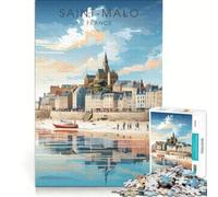 Puzzle 1000 pièces pour Adultes Saint-Malo, Jouet éducatif, Difficile, liste de souhaits avec Le Père Noël 38x52cm
