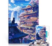 Puzzle 1000 pièces pour Adultes Sakura Anime Cat Japonais Entraînez Votre Cerveau et Vos Mains Super Cadeau 52x38cm