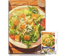 Puzzle 1000 pièces pour Adultes - Salade César fraîche sur Table en Bois - Design élégant - Cadeau d'anniversaire idéal - Dimensions 50x75cm