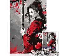 Puzzle 1000 pièces pour Adultes Samouraï féminin Japonais Jeu Impossible pour Les Amateurs de Jeux et pour améliorer la mémoire (38x26cm)