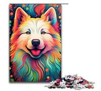 Puzzle 1000 pièces pour Adultes Samoyède coloré Puzzle éducatif Jeu éducatif pour Anniversaire Noël 75x50cm