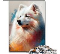 Puzzle 1000 pièces pour Adultes Samoyède Peinture Chien Puzzle en Carton, Jeu Familial interactif, Décoration d'intérieur DIY Défi cérébral Cadeau 1000 pièces(26x38cm)