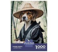 Puzzle 1000 Pièces pour Adultes Samurai Beagle in Bamboo Forest Puzzle Casse-tête Difficile, Idéal comme Cadeau pour Toute La Famille 52x38cm/1000pcs