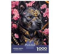 Puzzle 1000 Pièces pour Adultes Samurai Dog with Cherry Blossoms Puzzle Adulte - Jeu De Réflexion - Vacances À La Maison - Tuer Le Temps - Faire Travailler Son Cerveau 52x38cm/1000pcs