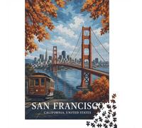 Puzzle 1000 pièces pour Adultes, San Francisco Golden Gate Bridge Cable Car