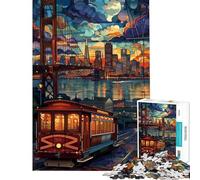 Puzzle 1000 pièces pour Adultes San Francisco Night Ride Jeu de Puzzle Familial Idéal pour Passer Le Temps à la Maison Cadeau Parfait pour Toute la Famille (Dimensions 50x75cm)