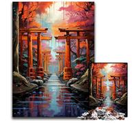 Puzzle 1000 pièces pour Adultes sanctuaire Fushimi Inari Taisha Puzzle en Bois coloré activité familiale Bricolage décoration dintérieur Cadeau de Vacances 1000 pièces (75 x 50 cm)