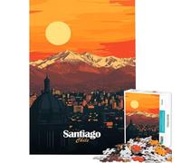 Puzzle 1000 pièces pour Adultes Santiago Chili Coucher de Soleil Jeu éducatif et Stimulant à la Fois Amusant et Humoristique (Dimensions 38x52cm)