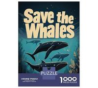 Puzzle 1000 Pièces pour Adultes Save The Whales Puzzle pour Adultes - Jeux De Détente - Niveau De Difficulté : Difficile - Idéal comme Cadeau pour Toute La Famille 52x38cm/1000pcs