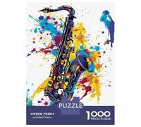 Puzzle 1000 Pièces pour Adultes Saxophone Music Poster Puzzle Casse-tête Jeu De Réflexion Décoration Murale Cadeaux Uniques pour Anniversaire Et Noël 70x50cm/1000pcs