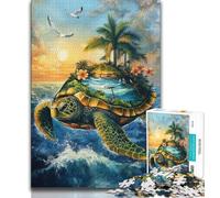 Puzzle 1000 pièces pour Adultes, scène de l'île aux Tortues, 1000 pièces pour Adultes, Un défi Difficile à Offrir à Toute la Famille (Taille 75x50cm)
