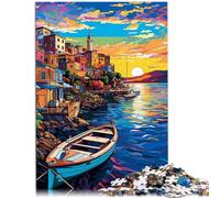 Puzzle 1000 pièces pour Adultes scène du Port sacré en Bois de Grèce Puzzle découpé avec précision 38x52cm Anti-Stress Vacances à la Maison Tuer Le Temps