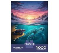 Puzzle 1000 Pièces pour Adultes Sea Turtles Sunset Puzzle pour Adultes Jeu Manuel Décoration Murale pour Les Joueurs 70x50cm/1000pcs
