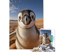 Puzzle 1000 pièces pour Adultes Selfie Pingouin dans Le désert du Sahara Décoration Murale pour Anniversaire ou Noël Jeux familiaux Convient aux 14 Ans et Plus (38x26cm)