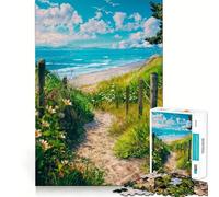 Puzzle 1000 pièces pour Adultes Sentier de Plage sablonneuse Découpe Premium Jeu de réflexion Temps Libre et Amusant Décoration de Noël (38x26cm)