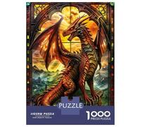 Puzzle 1000 Pièces pour Adultes Serene Stained Dragon Puzzle Adulte - Jeux Relaxants - Course De Vitesse Manuelle - Cadeau d'anniversaire Unique 70x50cm/1000pcs