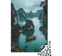 Puzzle 1000 Pièces pour Adultes, Serenity at Ha Long Bay, 52x38cm/1000pcs, Pièces Blanches Faciles À Trier; Moment De Calme Pendant Le W nd