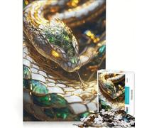 Puzzle 1000 pièces pour Adultes Serpent doré aux écailles Vertes, Jeu Impossible, Analyse et logique, renforce l'amour Entre Les Couples 50x75cm