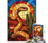 Puzzle 1000 pièces pour Adultes Serpent du désert Vitrail Décoration intérieure Jouet Cadeau de Noël Secret Jeu de réflexion Détente et Stimulation intellectuelle Dimensions 38x52cm