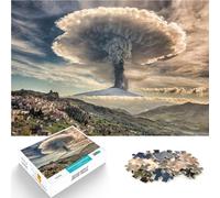 Puzzle 1000 pièces pour Adultes Sicile Italie Mont Etna Fait de Bois pour Les 14 Ans et Plus Jouets stimulants C'est Un pour Toute la Famille。Taille：50x75cm/19.68x29.52pouce