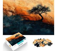 Puzzle 1000 pièces pour Adultes Silhouette d'arbre sur Une Falaise Activité familiale Car C'est Un pour Toute la Famille 38x26cm