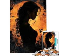 Puzzle 1000 pièces pour Adultes Silhouette de Femme et Lune Décoration Murale Défi Difficile Idéal comme Cadeau pour Toute la Famille (Dimensions 38x52cm)